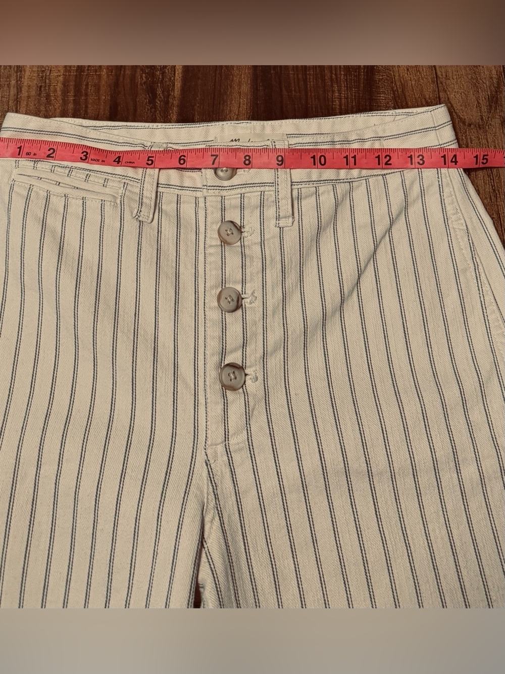 Madewell Women’s Cream Wide-Leg Crop Pants with Black Pinstripes, Sz 27. NWOT - Picture 11 of 15
